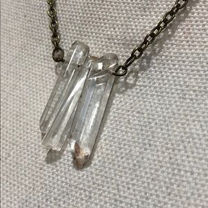 Triple quartz crystal oxidized necklace steampunk